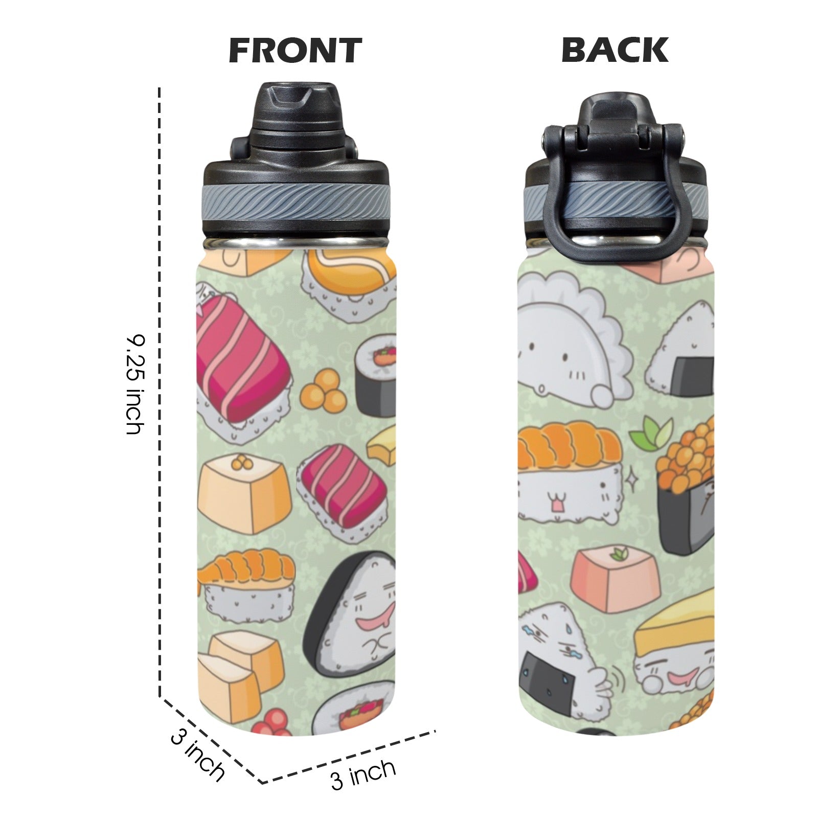 Sushi - Insulated Water Bottle with Dual-Use Lid (18oz) Insulated Water Bottle with Dual-Use Lid (18oz) Food Printed Offshore
