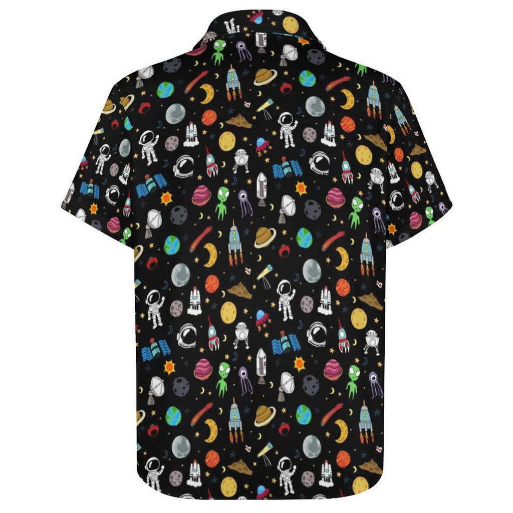 Fun Space Women's Collared Pocketless Short Sleeve Shirt
