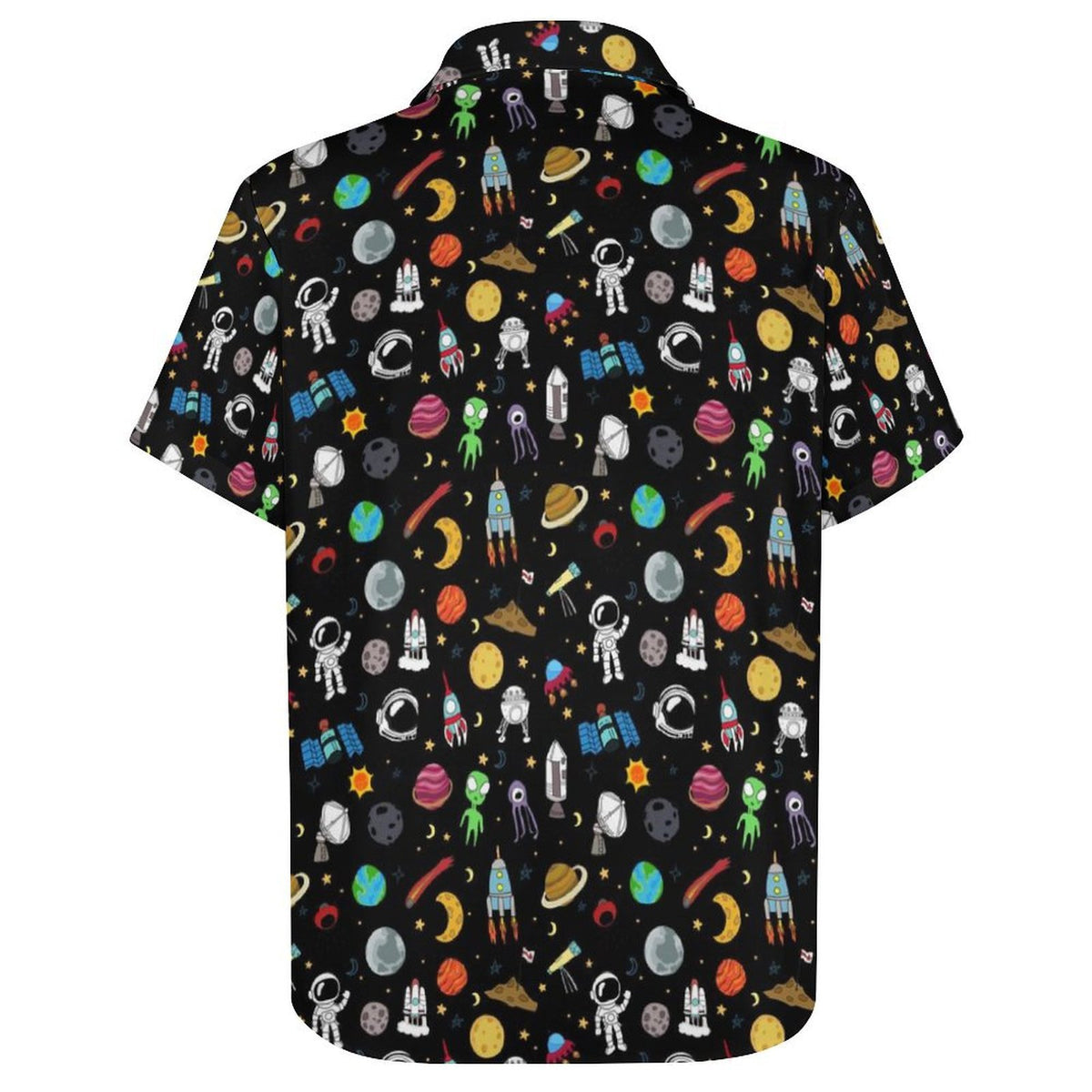 Fun Space Women's Collared Pocketless Short Sleeve Shirt