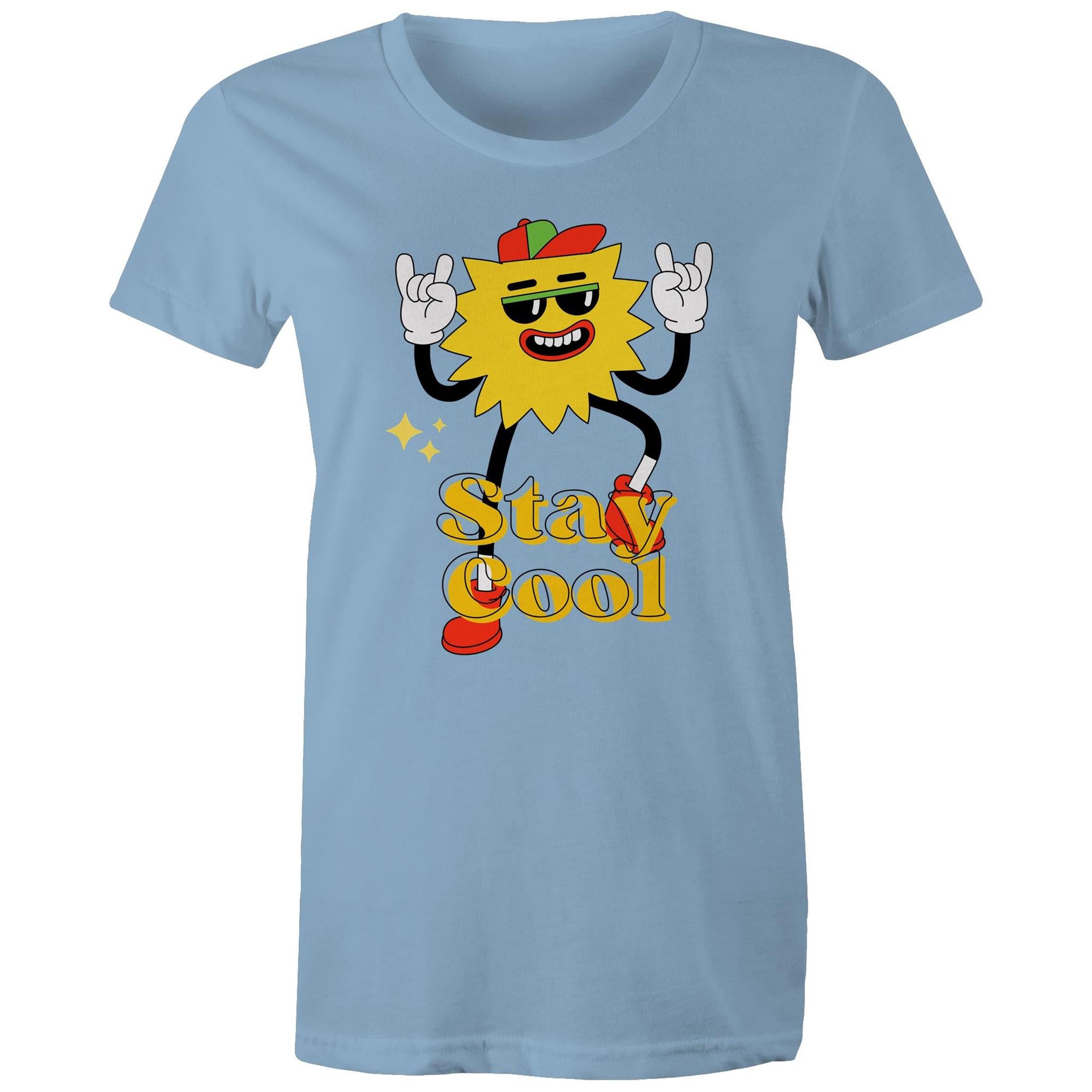 Stay Cool - Womens T-shirt Carolina Blue Womens T-shirt Printed In Australia