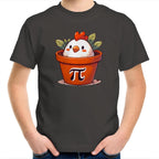 Chicken Pot Pi - Kids Youth T-Shirt Charcoal Kids Youth T-shirt animal Maths Printed In Australia