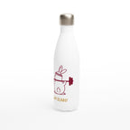 Gym Bunny - White 17oz Stainless Steel Water Bottle White Water Bottle animal Fitness Globally Fulfilled