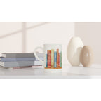 Books - White 10oz Porcelain Slim Mug Porcelain Mug Globally Fulfilled Reading