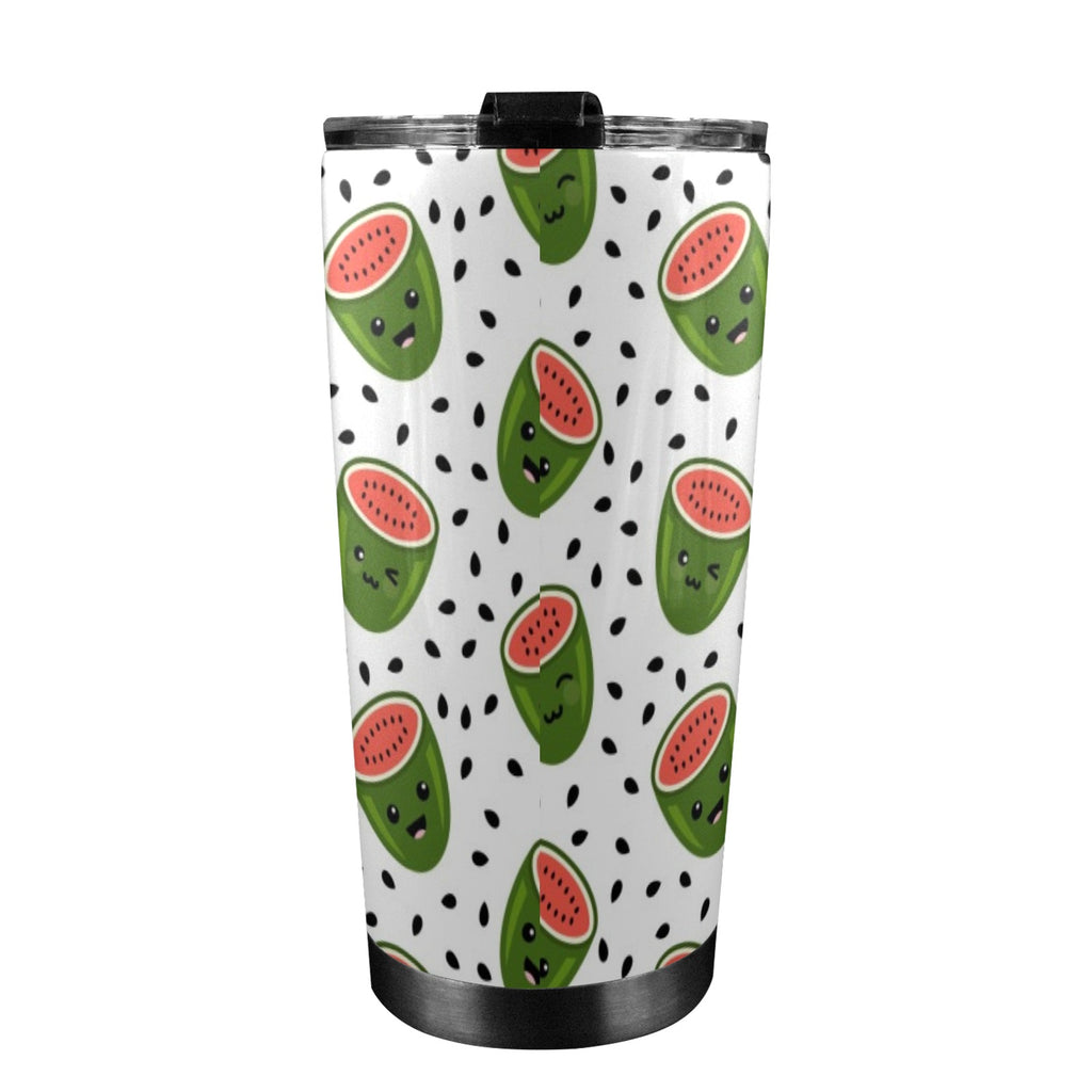 Happy Watermelon - 20oz Mobile Tumbler with Lid (Black Lock) 20oz Travel Mug Food Printed Offshore