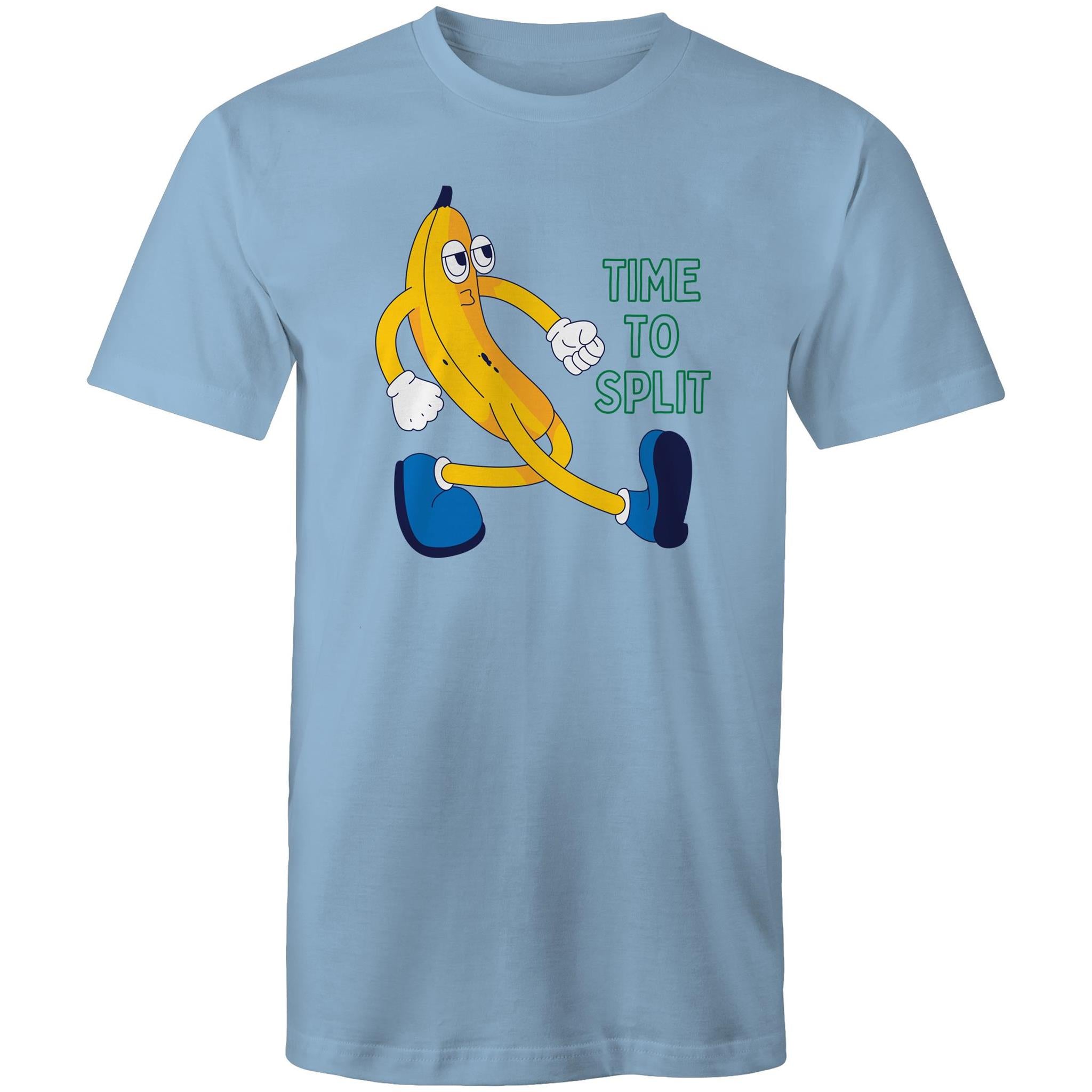 Time To Split, Banana - Mens T-Shirt Carolina Blue Mens T-shirt Food Printed In Australia
