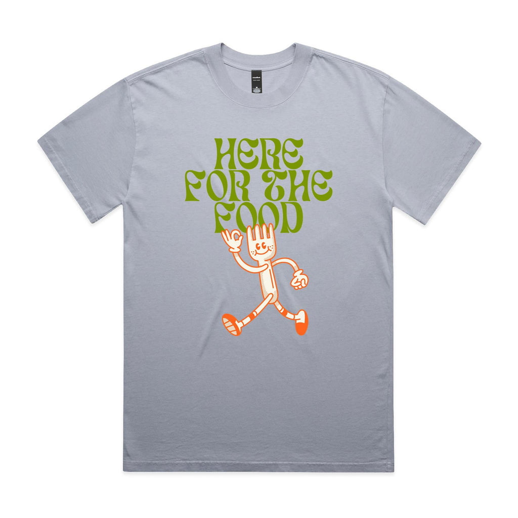 Here For The Food AS Colour Heavy Faded Tee Unisex Faded powder Heavy Faded T-shirt Food Printed In Australia