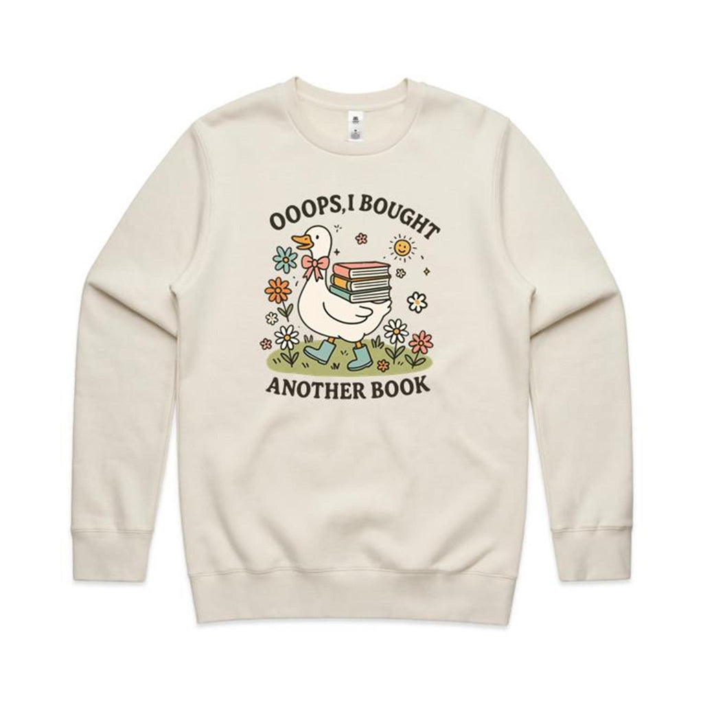 Oops, I Bought Another Book - AS Colour Stencil Crew Sweatshirt Ecru Sweatshirt Printed In Australia Reading