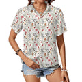 Australian Plants And Animals Women's Short-Sleeve Button Up Shirt white Women's Short-Sleeve Button Up Shirt animal Plants Printed Offshore
