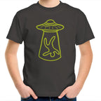 Alien Abduction - Kids Youth T-Shirt Charcoal Kids Youth T-shirt Printed In Australia Sci Fi