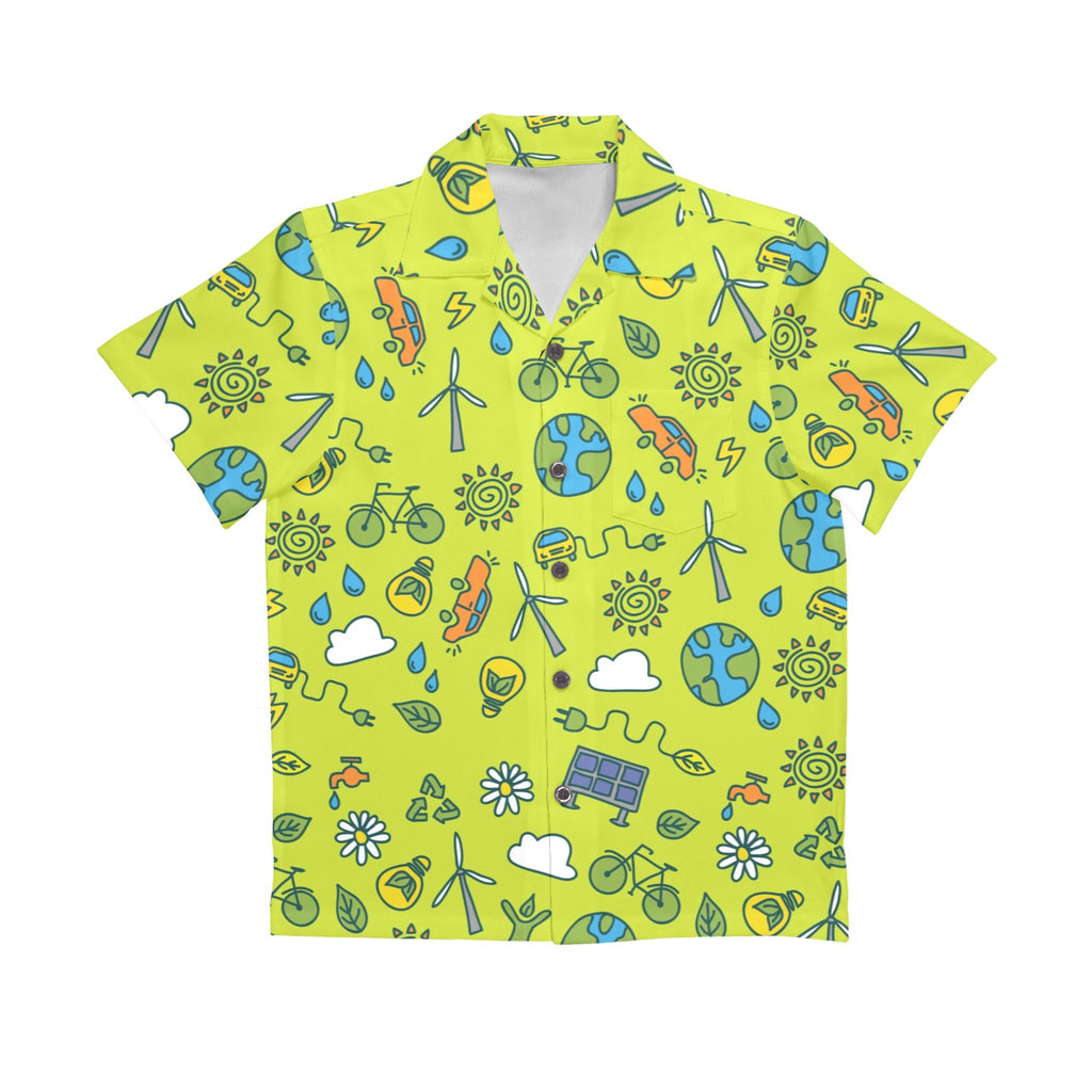 Go Green Senior Kids Hawaiian Shirt Senior Kids Hawaiian Shirt 8-15 Environment Printed Offshore