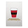 I'm Dreaming Of A Flat White Christmas, Coffee - AS Colour Tea Towel White One Size Christmas Tea Towel Christmas Printed In Australia