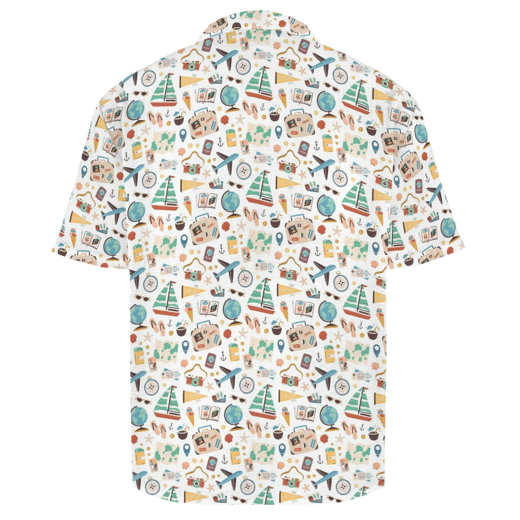 Travel And Explore Men's Crinkle Hawaiian Shirt
