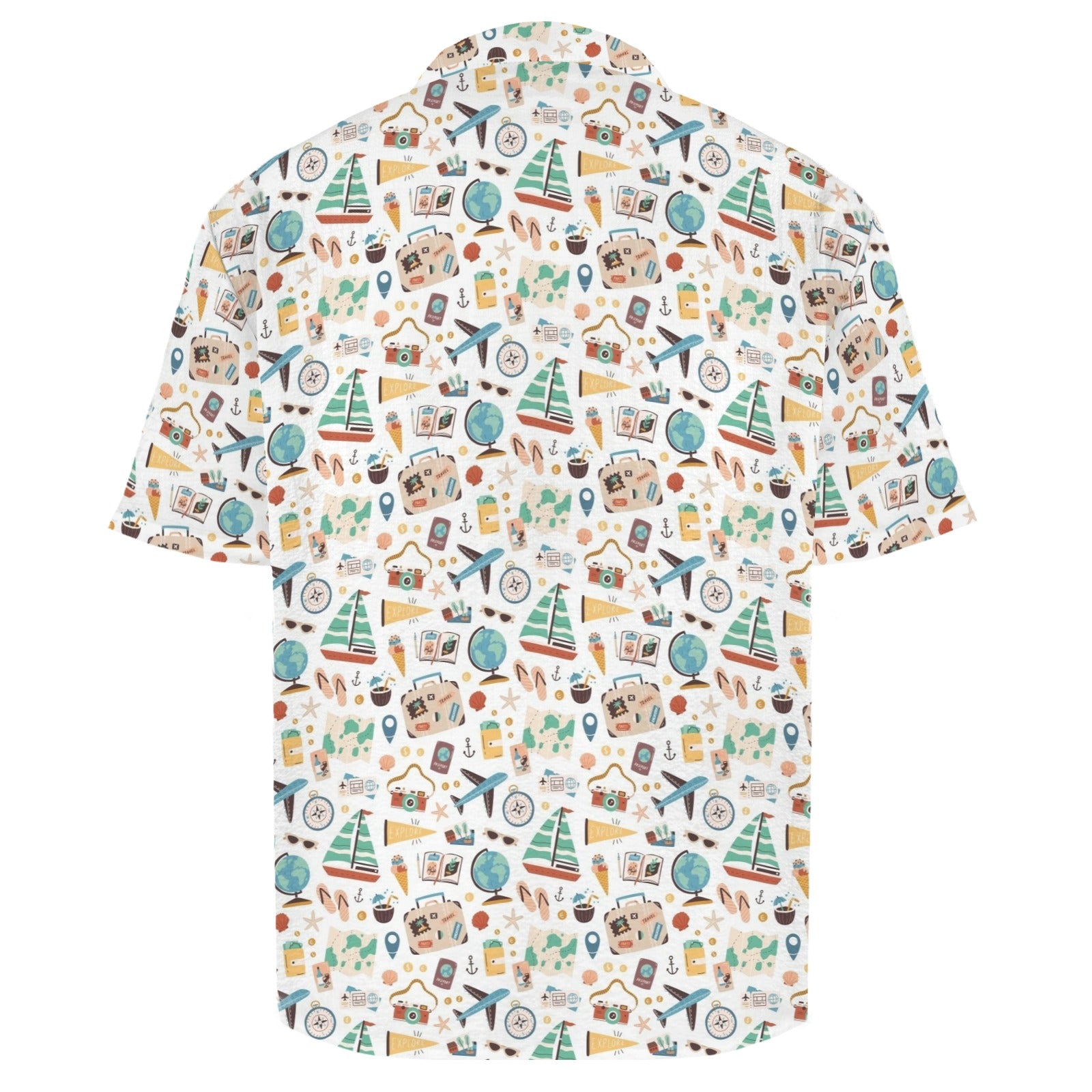 Travel And Explore Men's Crinkle Hawaiian Shirt