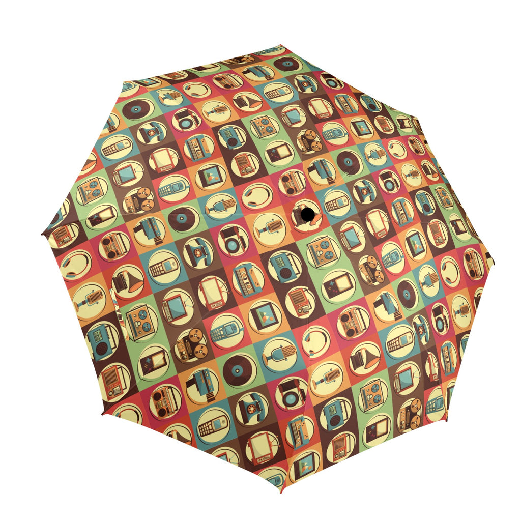 Retro Life - Semi-Automatic Foldable Umbrella (Model U12) One Size Semi-Automatic Foldable Umbrella (U12)