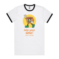 Take Your Time, Have A Coffee - Staple Ringer Tee White Black Ringer T-Shirt Coffee Printed In Australia
