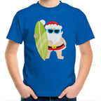 Surf Summer Santa - Kids Youth T-Shirt Bright Royal Kids Christmas T-shirt Christmas Printed In Australia