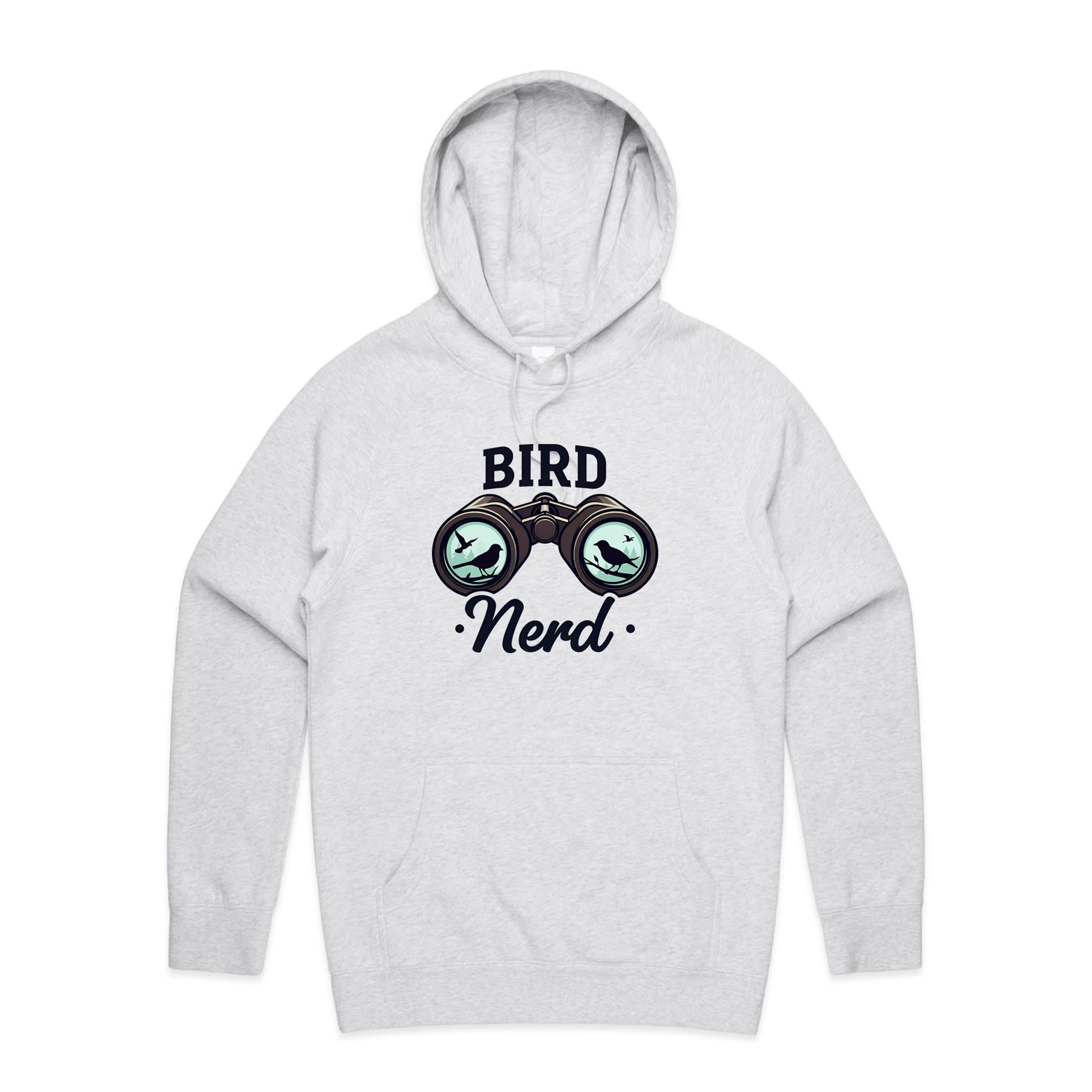 Bird Nerd - Mens Hoodie White Marle Mens Hoodie animal Printed In Australia