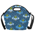 Cute Aliens in UFOs - Neoprene Lunch Bag One Size Neoprene Lunch Bag Printed Offshore