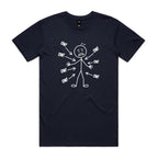 Ow! Everything Hurts Stick Figure Men's AS Colour T-shirt Navy Mens T-shirt Printed In Australia