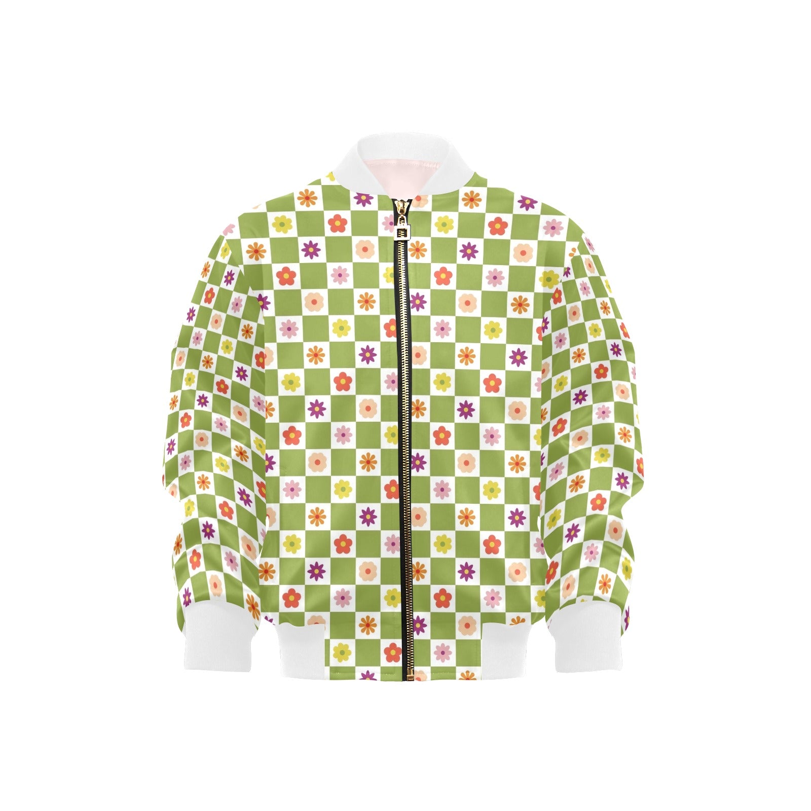 Flower Check Kids Bomber Jacket