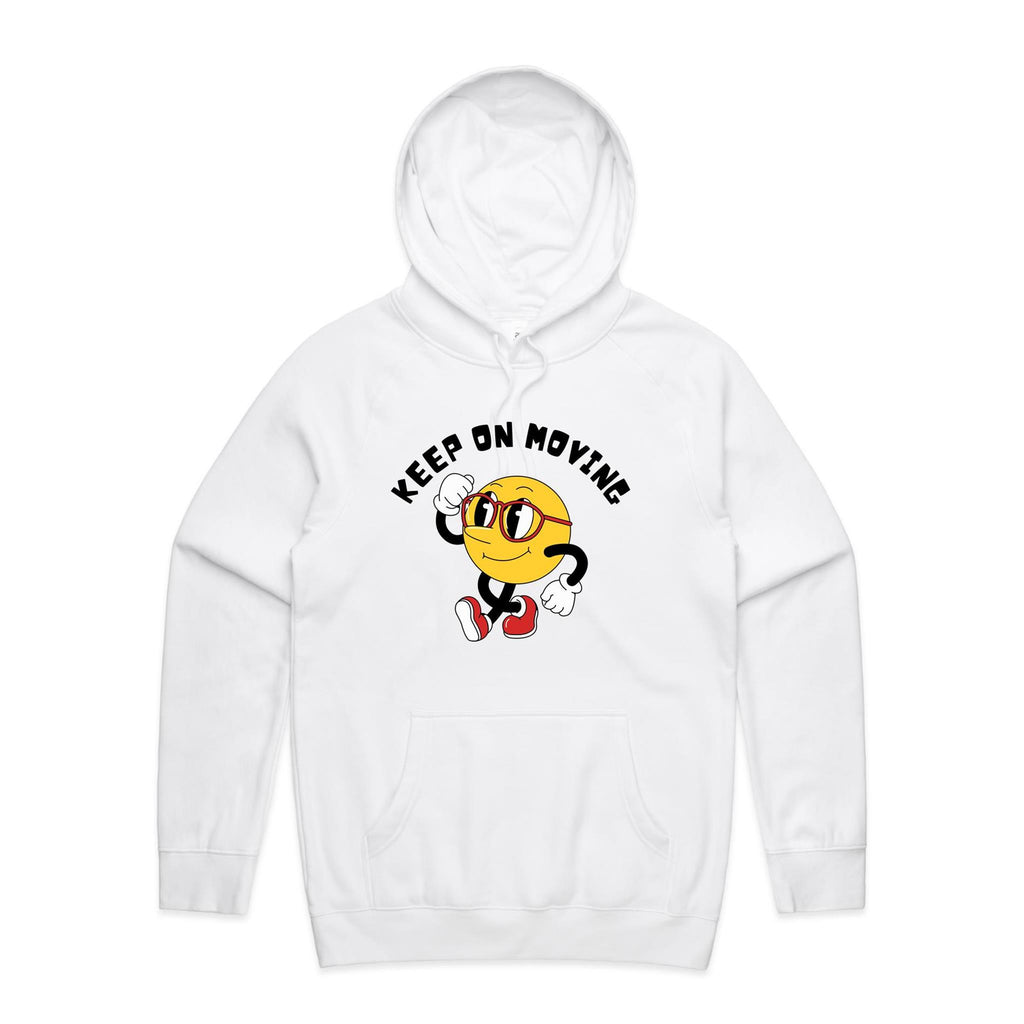 Keep On Moving - Mens Hoodie White Mens Hoodie Fitness Positivity Printed In Australia