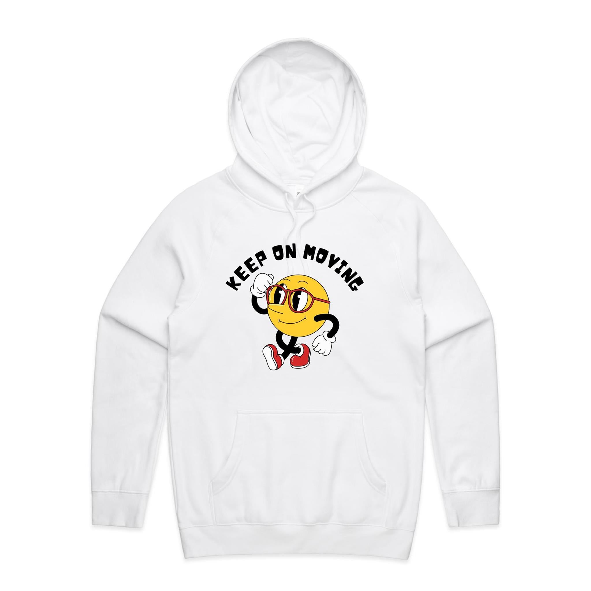 Keep On Moving - Mens Hoodie White Mens Hoodie Fitness Positivity Printed In Australia
