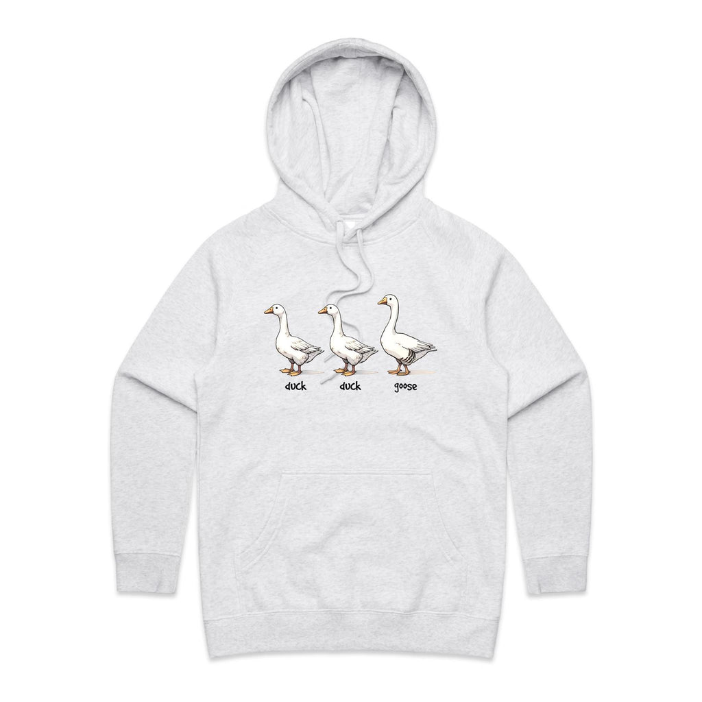 Duck Duck Goose - Womens Hoodie White Marle Womens Hoodie animal Printed In Australia