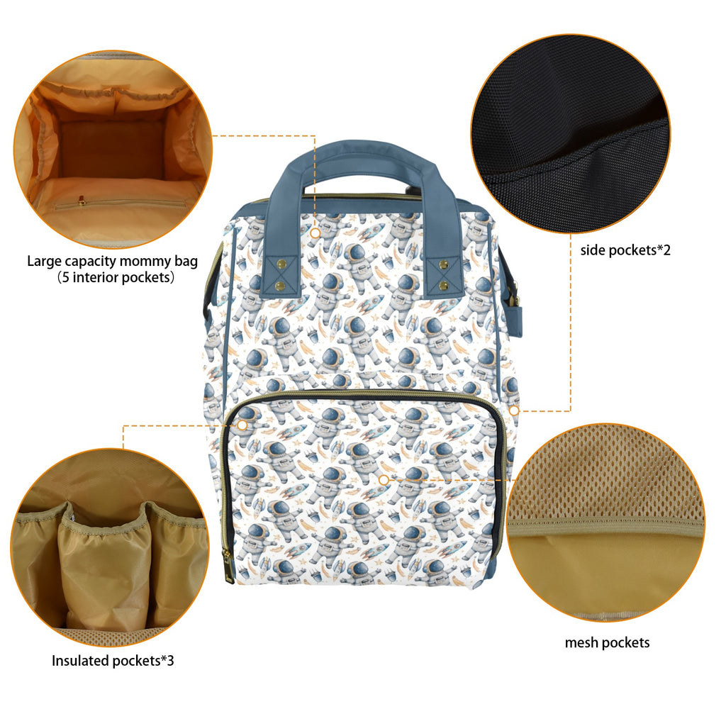 Astronauts And Rocket Ships Multi-Function Backpack, Nappy / Diaper Bag Multi-function Backpack, Nappy / Diaper Bag Printed Offshore Space