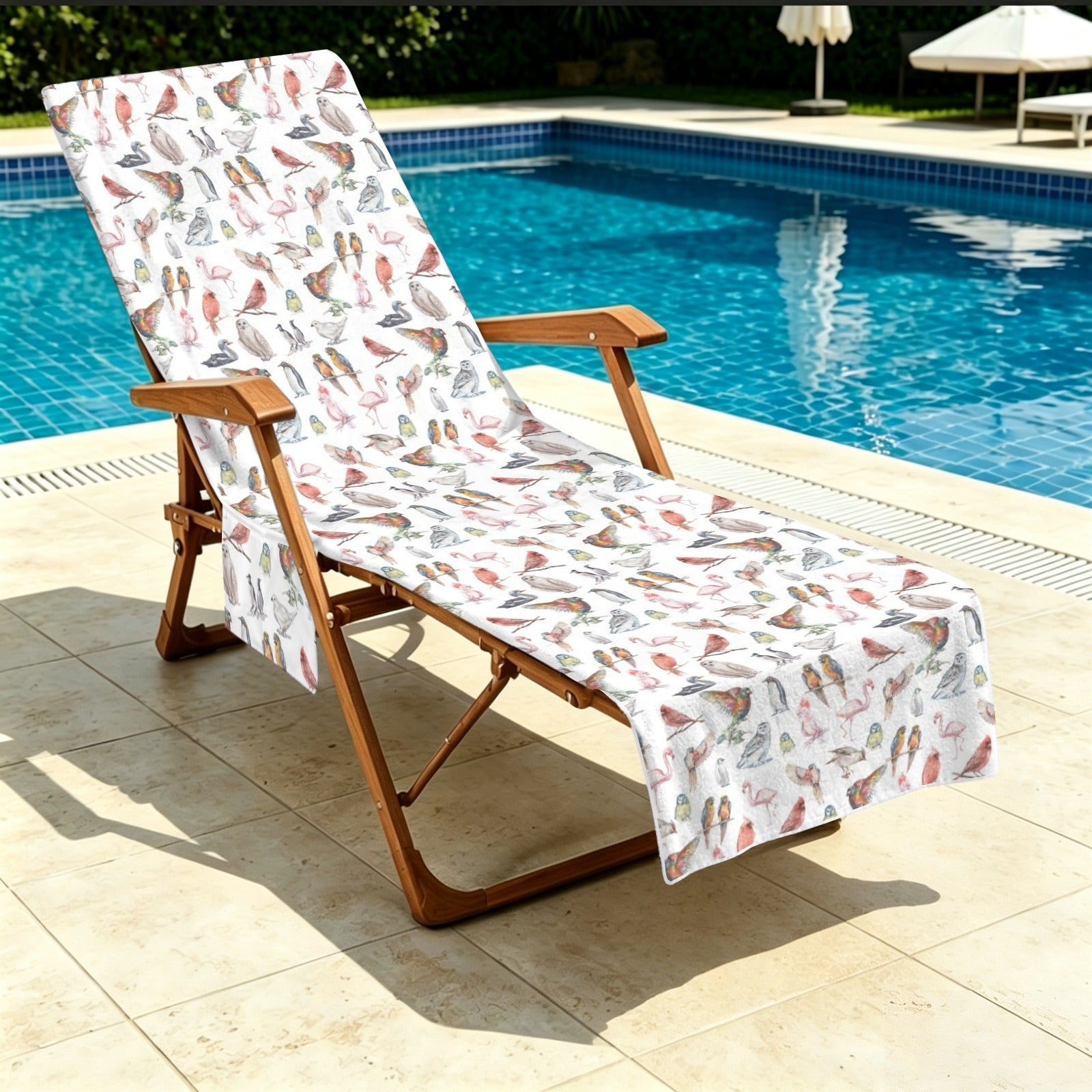 Birds Of A Feather Beach Chair Towel Cover with Side Pockets