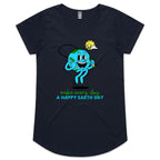 Make Every Day A Happy Earth Day - Womens Scoop Neck T-Shirt Navy Womens Scoop Neck T-shirt Environment Printed In Australia