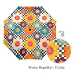 Happy Retro Flowers - Semi-Automatic Foldable Umbrella (Model U12) Semi-Automatic Foldable Umbrella (U12)