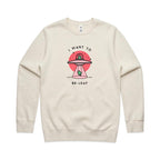 I Want To Be-Leaf, UFO - AS Colour Stencil Crew Ecru Sweatshirt Printed In Australia Sci Fi