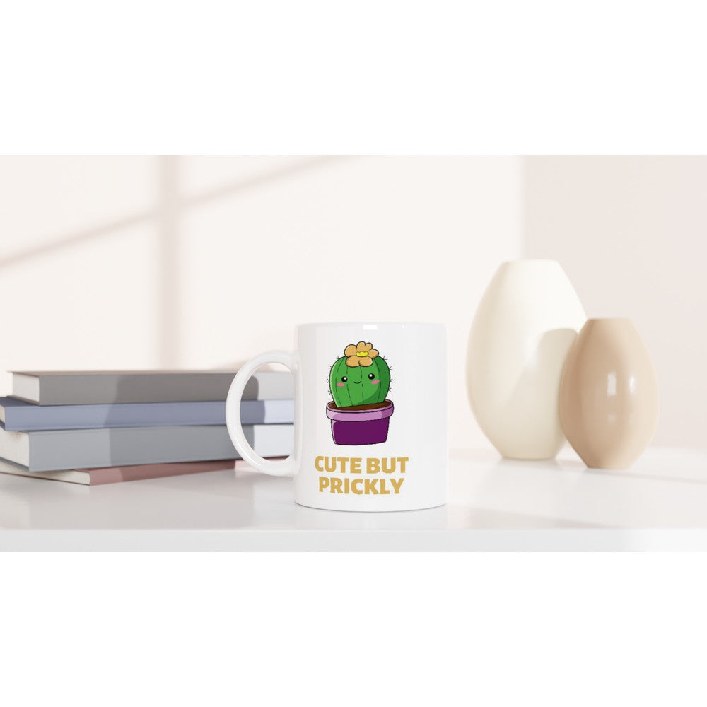 Cactus, Cute But Prickly - White 11oz Ceramic Mug White 11oz Mug Globally Fulfilled Plants