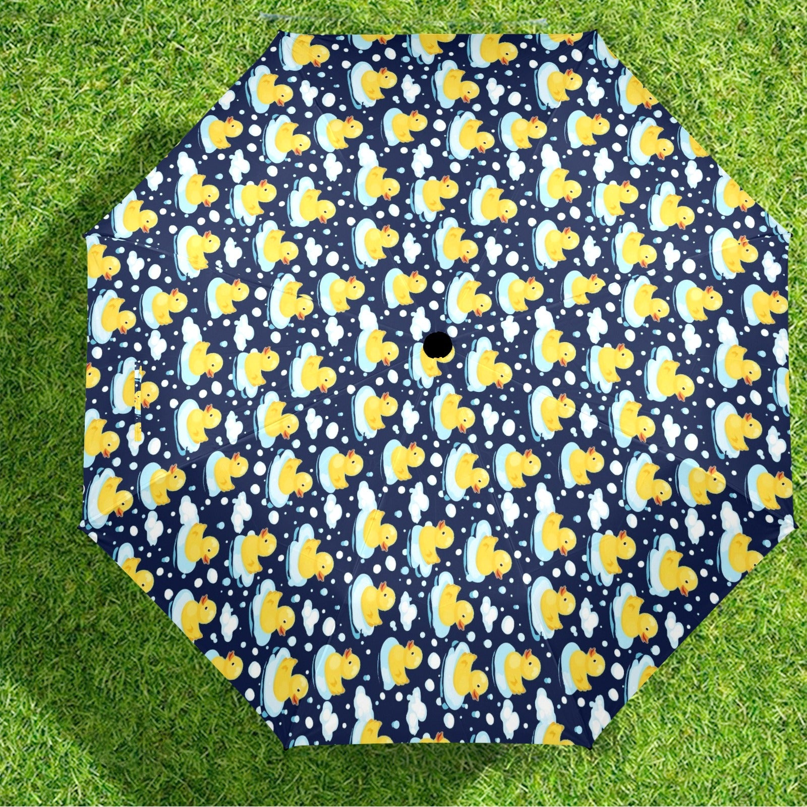 Rubber Ducks On Dark Umbrella