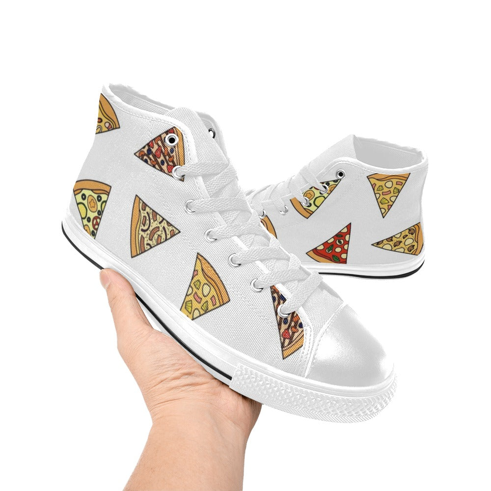 Pizza Slices On White Kids High Top Canvas Shoes