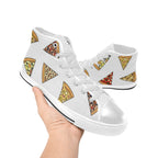 Pizza Slices On White Kids High Top Canvas Shoes