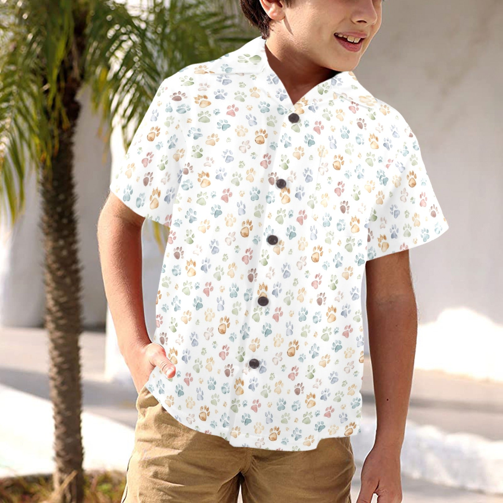 Paw Print Junior Kids Hawaiian Shirt