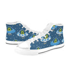 Cute Aliens in UFOs - Women's High Top Canvas Shoes