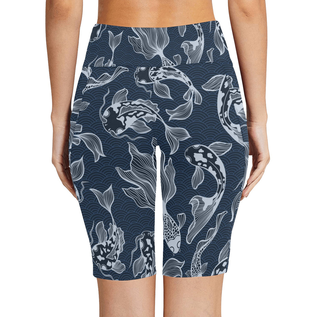 Blue Fish Women's Bike Shorts With Side Pockets Women's Bike Shorts animal Ocean Printed Offshore