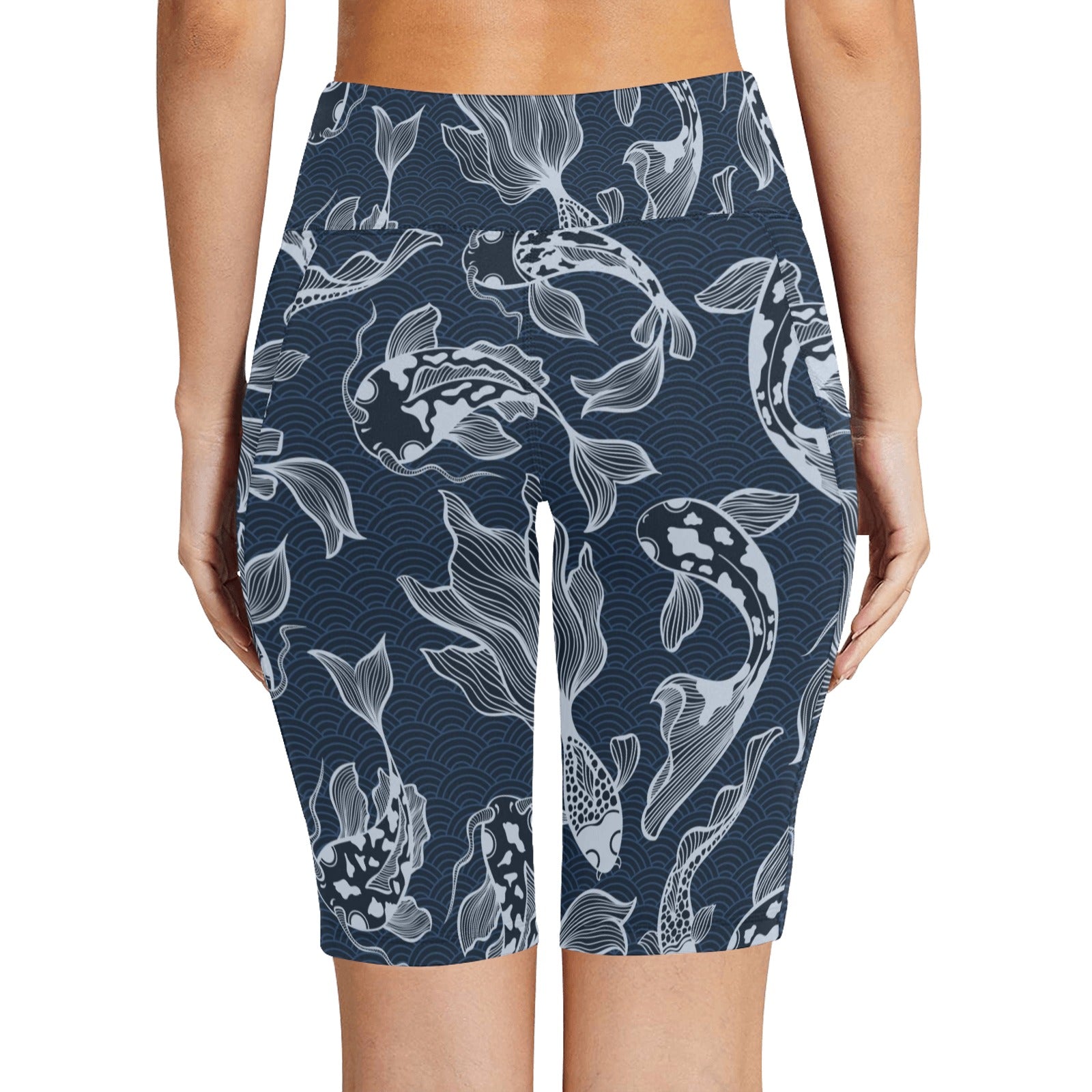 Blue Fish Women's Bike Shorts With Side Pockets Women's Bike Shorts animal Ocean Printed Offshore