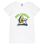 Avo-Cardio, Avocado On A Treadmill - Womens V-Neck T-Shirt White Womens Active V-Neck T-shirt Fitness Printed In Australia