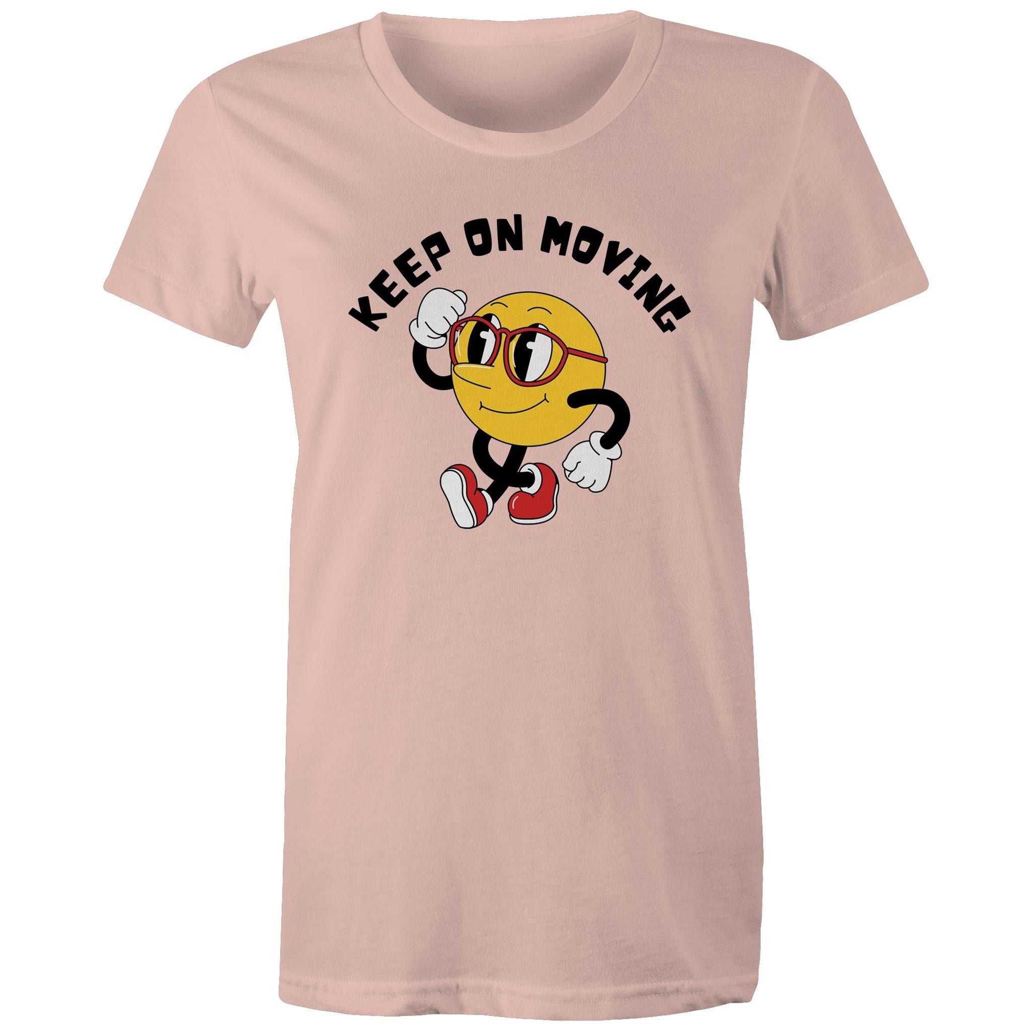 Keep On Moving - Womens T-shirt Pale Pink Womens T-shirt Fitness Printed In Australia