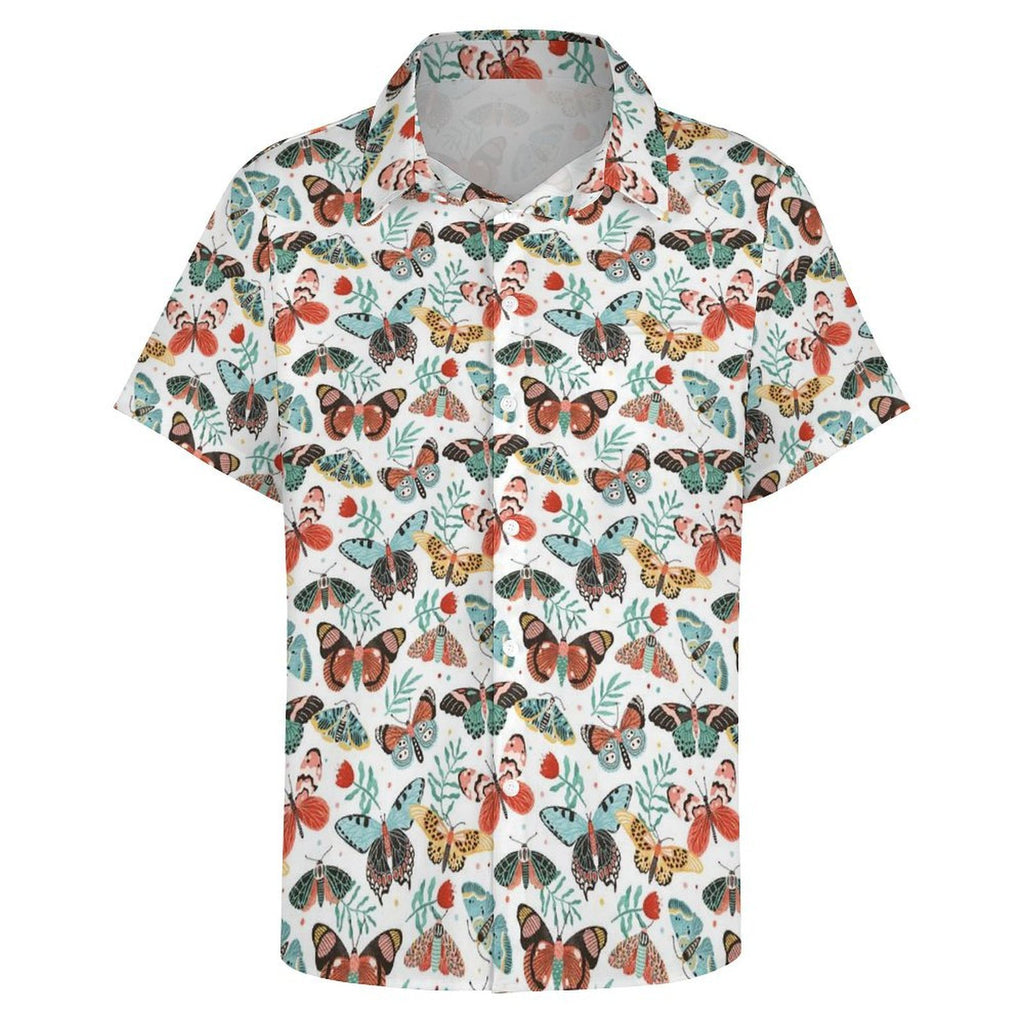 Pretty Moths And Butterflies Women's Short-Sleeve Button Up Shirt Women's Short-Sleeve Button Up Shirt animal Printed Offshore