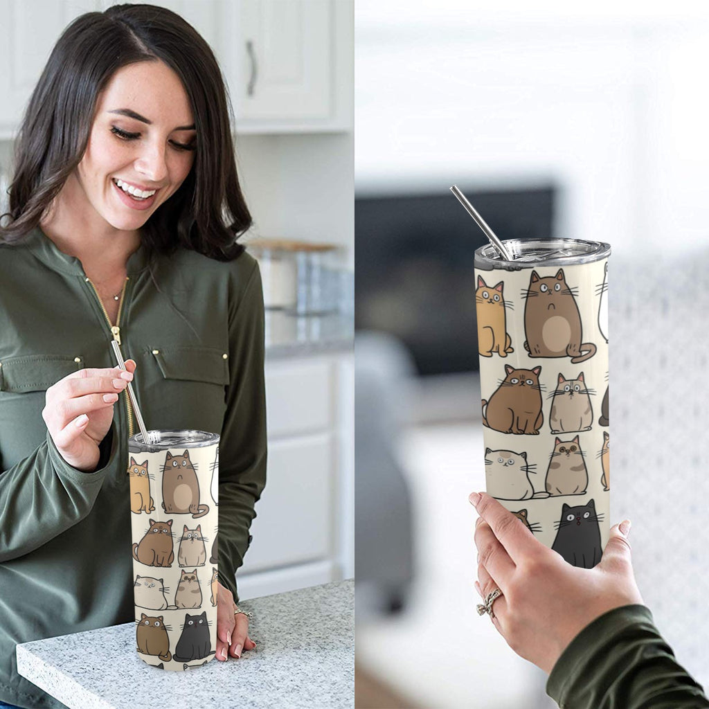 Lots Of Cats - 20oz Tall Skinny Tumbler with Lid and Straw