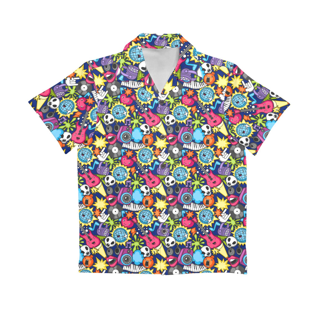 Sticker Music Senior Kids Hawaiian Shirt Senior Kids Hawaiian Shirt 8-15 Music Printed Offshore