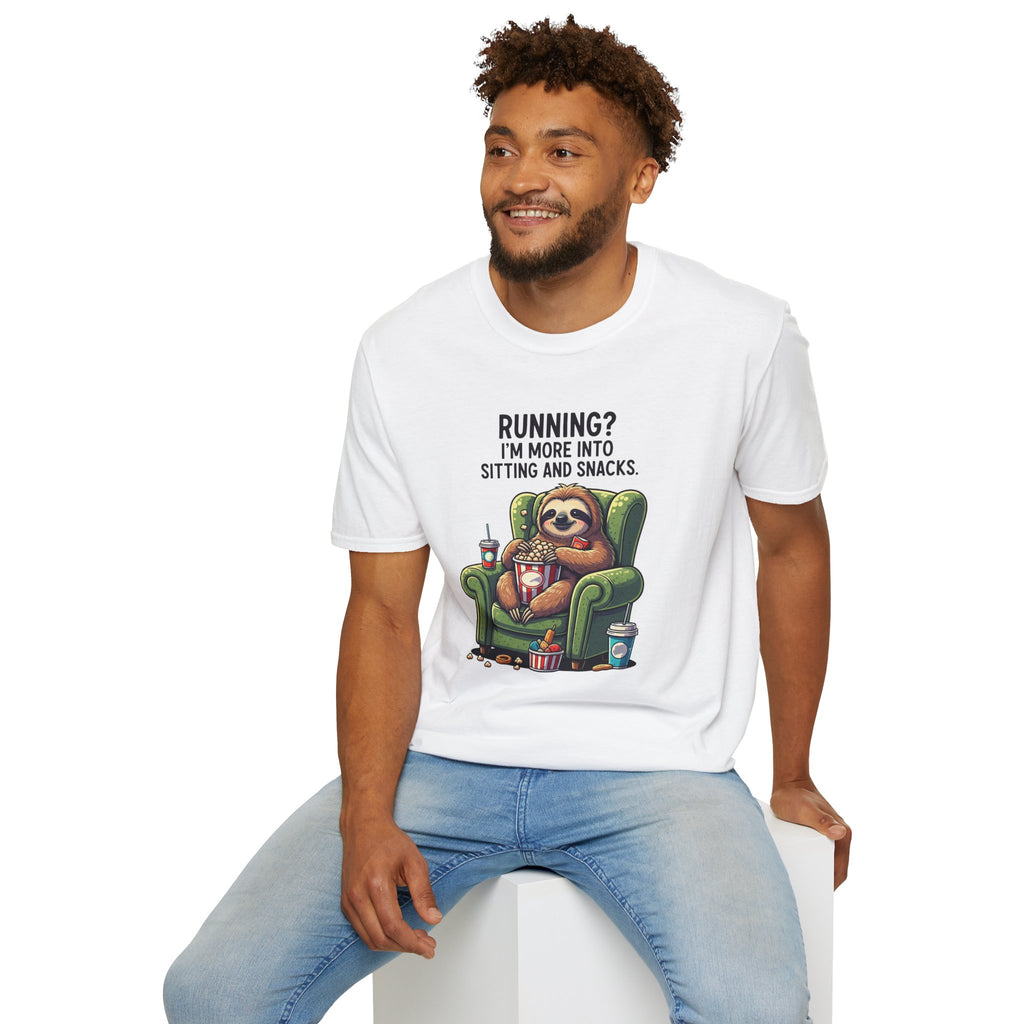 Sloth, Running, I'm More Into Sitting And Snacks - Unisex Softstyle T-Shirt
