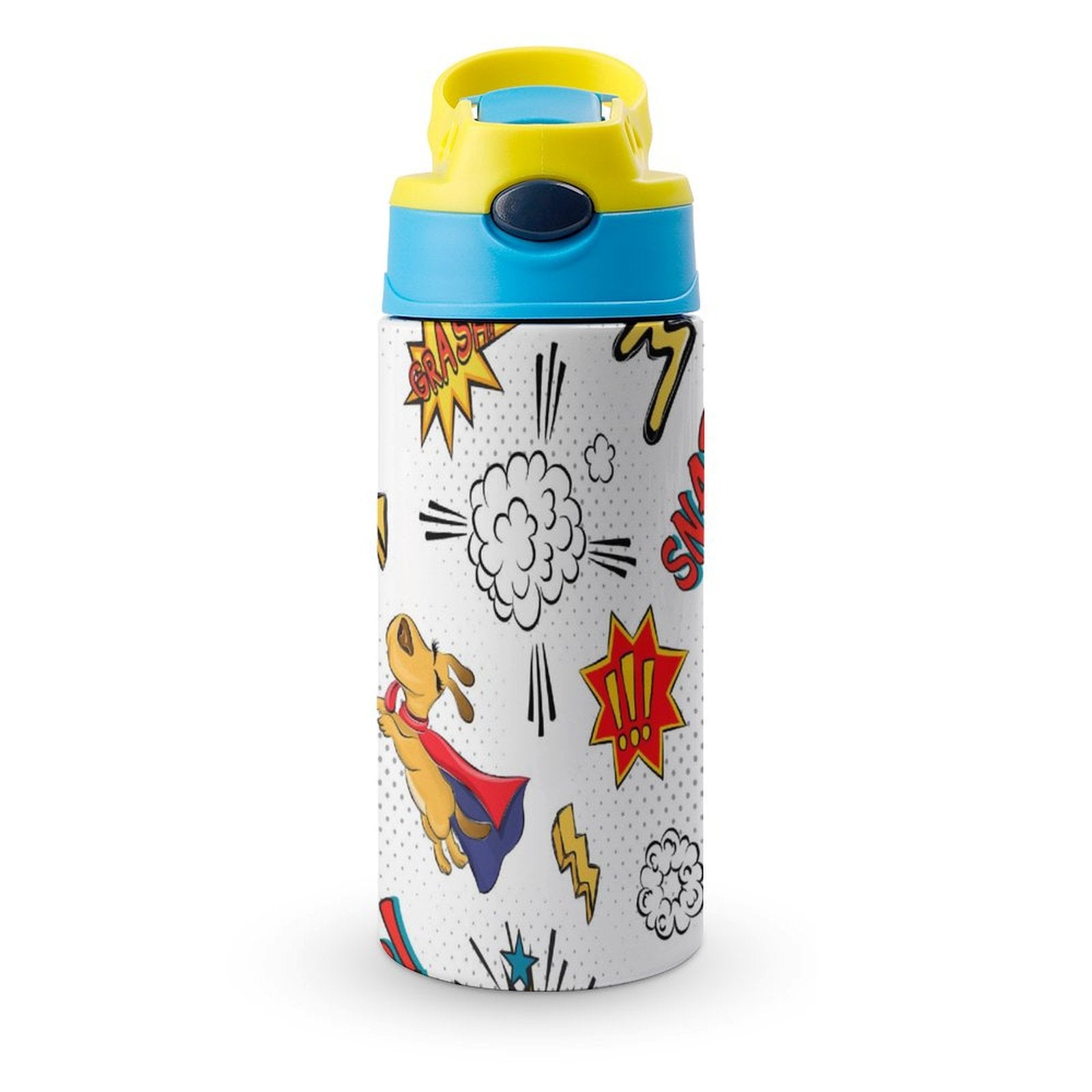 Super Dog - Little Kids Water Bottle blue 350ml Little Kids Water Bottle animal comic Printed Offshore
