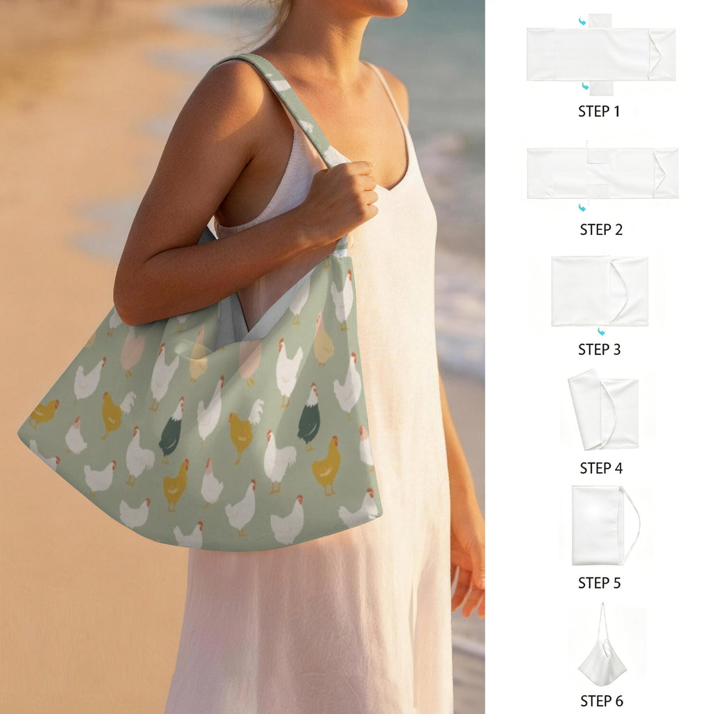 Chicken Life Beach Chair Towel Cover with Side Pockets