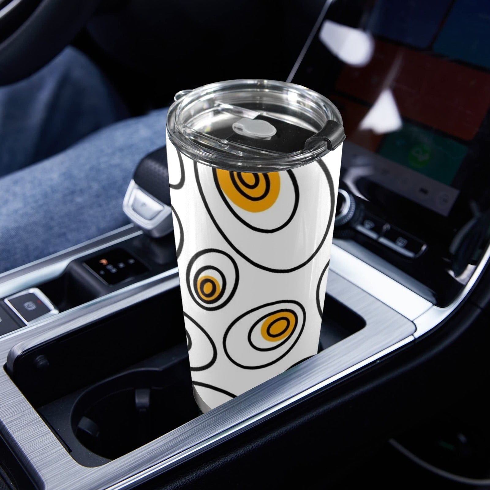 Abstract Eggs - 20oz Mobile Tumbler with Lid (Black Lock) 20oz Travel Mug Food Printed Offshore