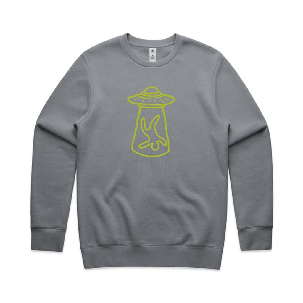 Alien Abduction - AS Colour Stencil Crew Sweatshirt Gravel Sweatshirt Printed In Australia Sci Fi